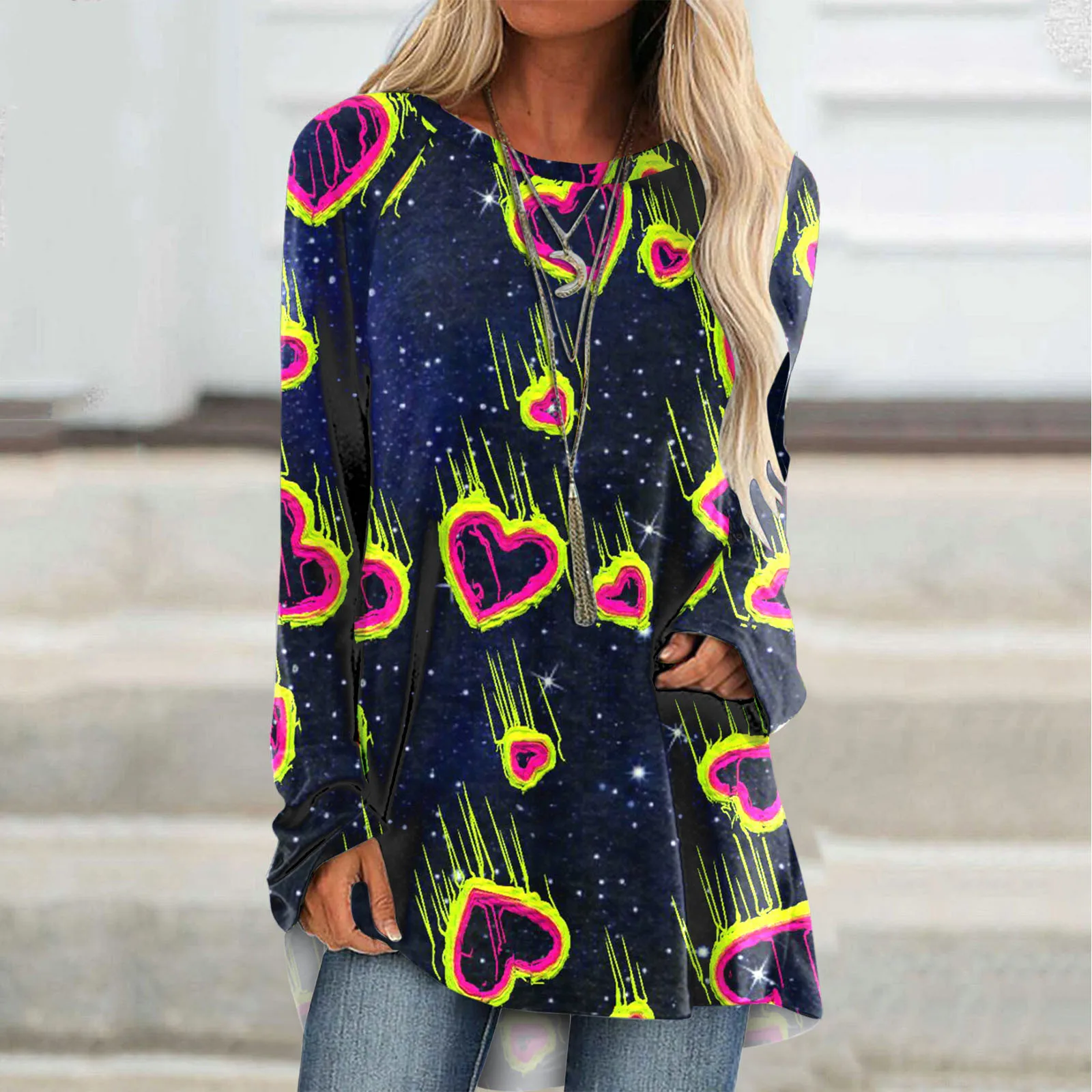 Women's Fashion Top Long Sleeve O-neck T-shirt Valentine's Day Print Loose Top Blouse T Shirt Women Loose
Women's Fashion Top Long Sleeve O-neck T-shirt Valentine's Day Print Loose Top Blouse T Shirt Women Loose