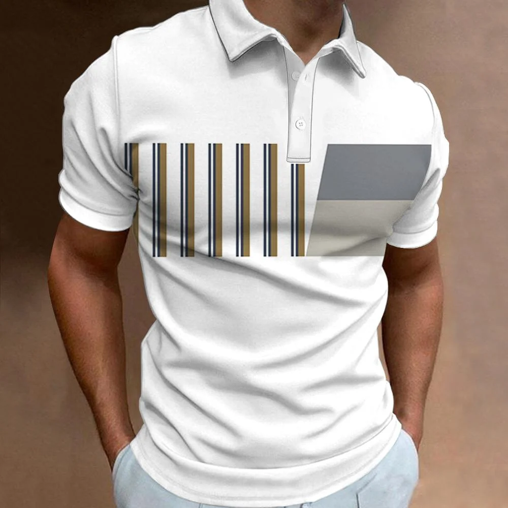 Men's Polo Shirt Stripes Print Short Sleeve T-shirts Casual Business Button Tops Tees Summer Fashion Polo Shirts Man Clothing
Men's Polo Shirt Stripes Print Short Sleeve T-shirts Casual Business Button Tops Tees Summer Fashion Polo Shirts Man Clothing