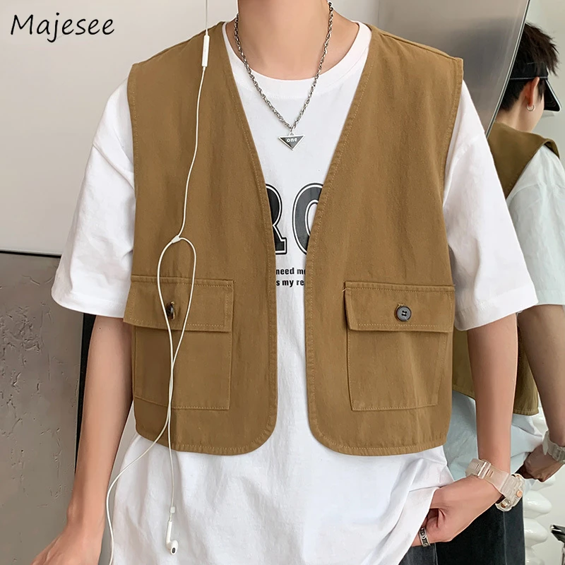 Vests Men Clothing Summer Japanese Style Ins Chic Harajuku Pockets Sleeveless Solid Teens Simple Trendy Leisure Daily All-match
Vests Men Clothing Summer Japanese Style Ins Chic Harajuku Pockets Sleeveless Solid Teens Simple Trendy Leisure Daily All-match