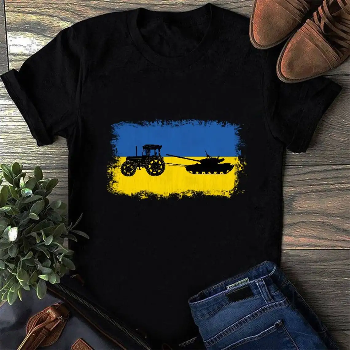 Ukrainian Farmer Tractor Steals Tank. Proud Ukrainian Flag T Shirt. Short Sleeve 100% Cotton Casual T-shirt Loose Top Size S-3XL
Ukrainian Farmer Tractor Steals Tank. Proud Ukrainian Flag T Shirt. Short Sleeve 100% Cotton Casual T-shirt Loose Top Size S-3XL