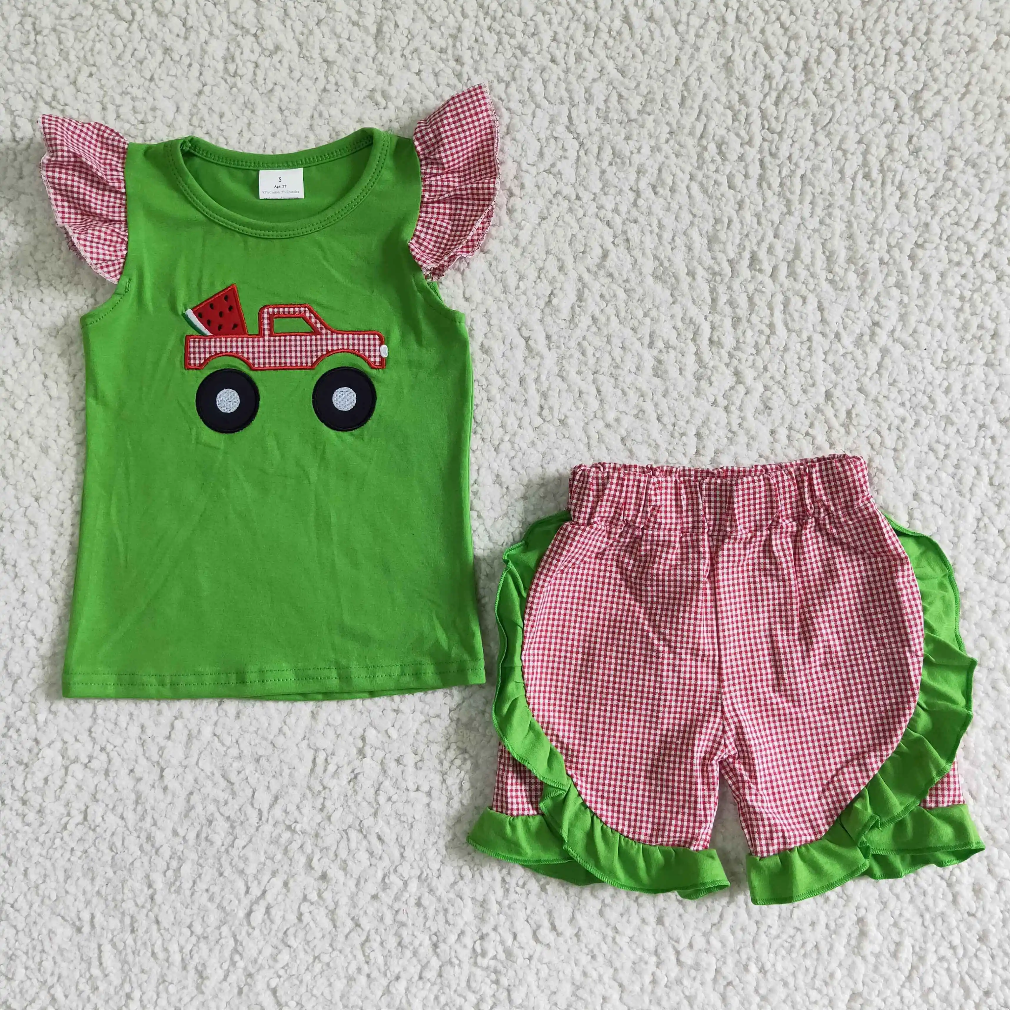 flutter sleeve green car and red plaid shorts summer baby girl 2 piece outfit kids boutique outfit children clothes
flutter sleeve green car and red plaid shorts summer baby girl 2 piece outfit kids boutique outfit children clothes