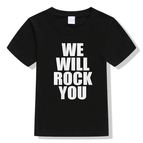 Детская футболка унисекс We Will Rock You, Молодежная рубашка с коротким рукавом, Детская футболка рок-анти, королевская рубашка, детские футболки-качалки