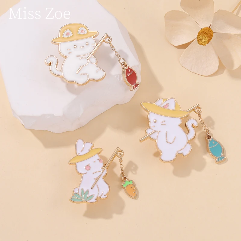 Funny Kitten Fishing Enamel Pin Custom Chain Type Rabbit Radish Brooch For Bag Clothes Badge Pin Decorative Jewelry Gift For Kid
Funny Kitten Fishing Enamel Pin Custom Chain Type Rabbit Radish Brooch For Bag Clothes Badge Pin Decorative Jewelry Gift For Kid