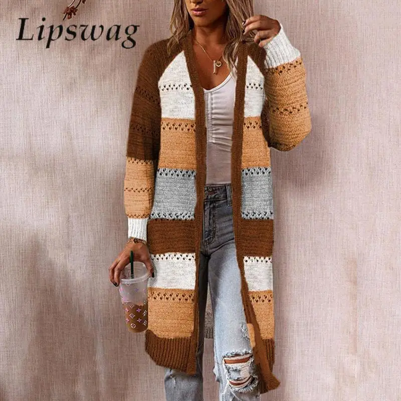 Knit Patchwork Color Sweater Coat Autumn Winter Casual Office Lady Long Sleeve Cardigan Tops Fashion Loose Knitting Long Outwear
Knit Patchwork Color Sweater Coat Autumn Winter Casual Office Lady Long Sleeve Cardigan Tops Fashion Loose Knitting Long Outwear
