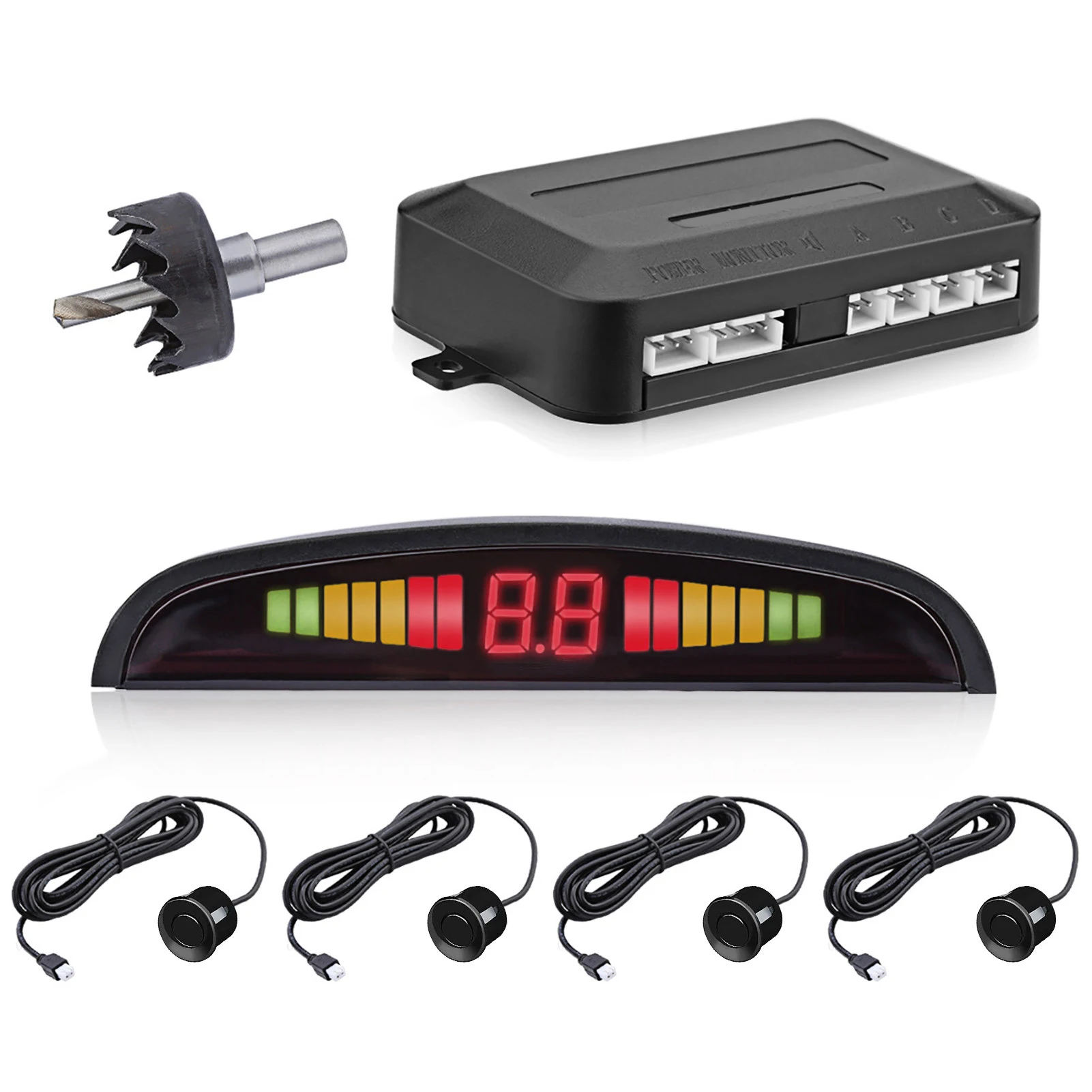 

Car Parking Sensor Auto Vehicle Visual Reverse Backup Radar System with 4 Sensors Garage Parking Aid with LCD Distance Display