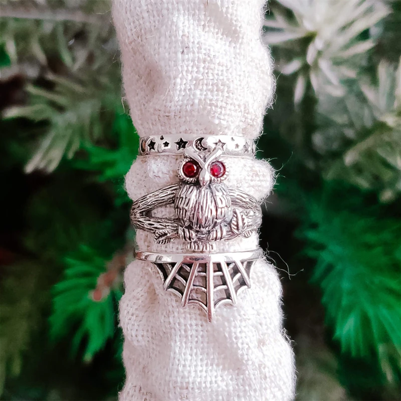 3 Pack Creative Owl Star Moon Red Zircon Rings for Women Female Wedding Party Ring Fine Suit Jewelry Girl Party Gift
3 Pack Creative Owl Star Moon Red Zircon Rings for Women Female Wedding Party Ring Fine Suit Jewelry Girl Party Gift