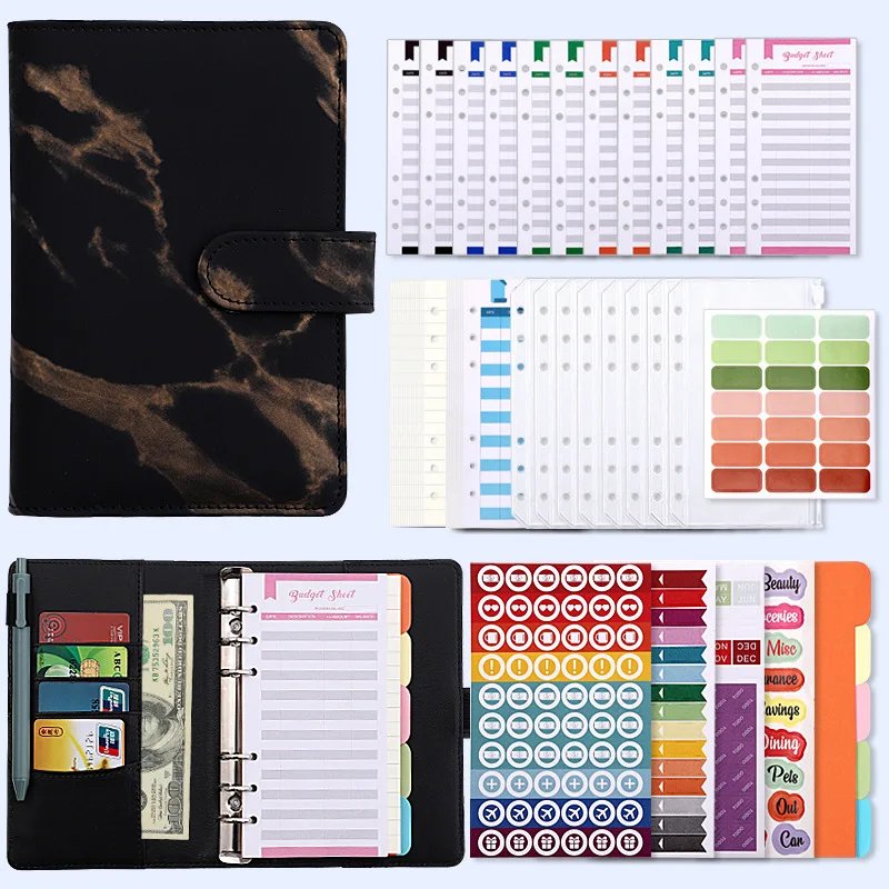 2022 Marble A6 PU Leather Budget Binder Notebook Cash Envelopes System Set with Binder Pockets for Money Budget
2022 Marble A6 PU Leather Budget Binder Notebook Cash Envelopes System Set with Binder Pockets for Money Budget