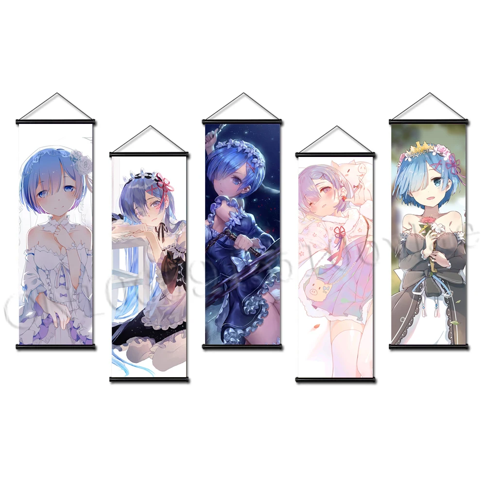 

Wall Decor Re:Zero Posters HD Pint Kara Hajimeru Emilia Painting Canvas Picture Rem Ram Hanging Scrolls Artwork for Living Room