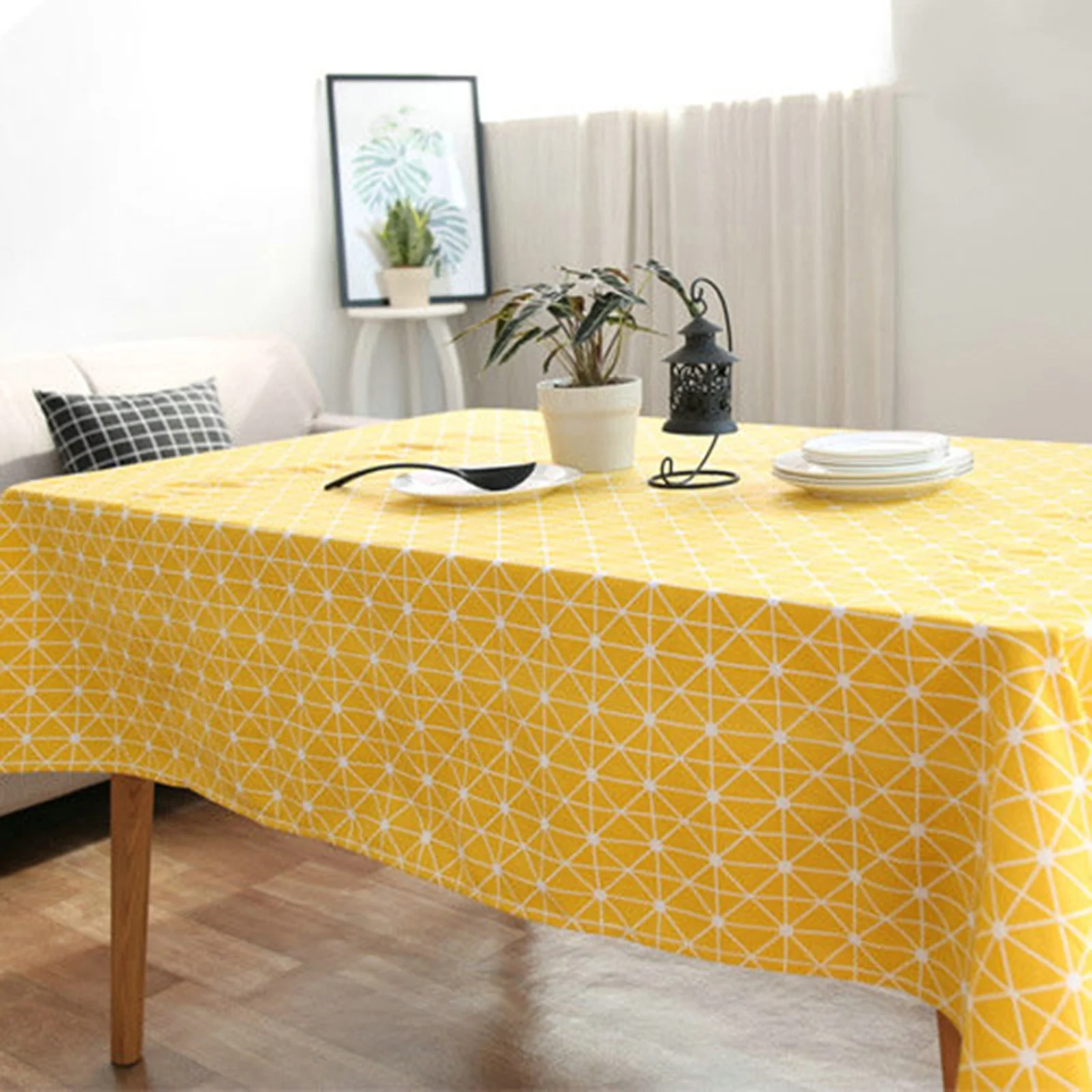 Cotton Tablecloths, Waterproof Table Covers Grid Yellow Dining Table Coffee Table Deco
Cotton Tablecloths, Waterproof Table Covers Grid Yellow Dining Table Coffee Table Deco