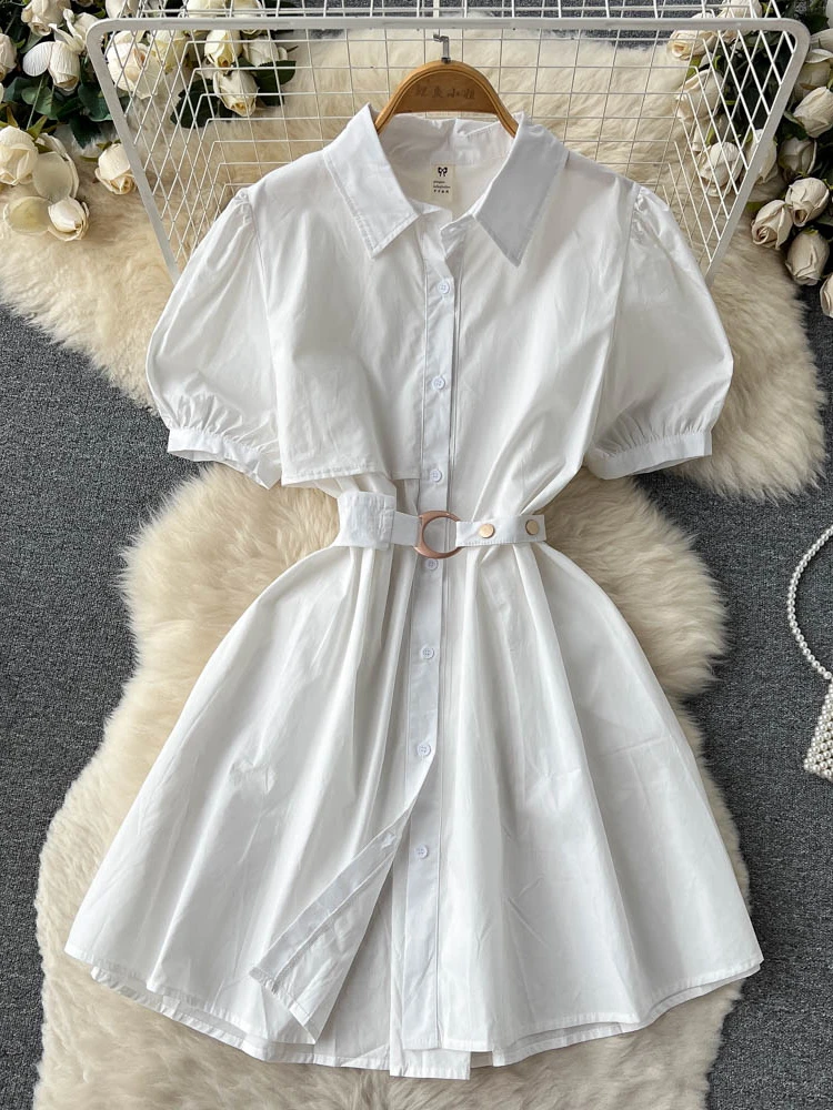 Gaganight Women Puff Short sleeved Irregular Hollowed out Short sleeved Shirt Dress 2022 Summer Solid Color Waist A line Dresses
Gaganight Women Puff Short sleeved Irregular Hollowed out Short sleeved Shirt Dress 2022 Summer Solid Color Waist A line Dresses