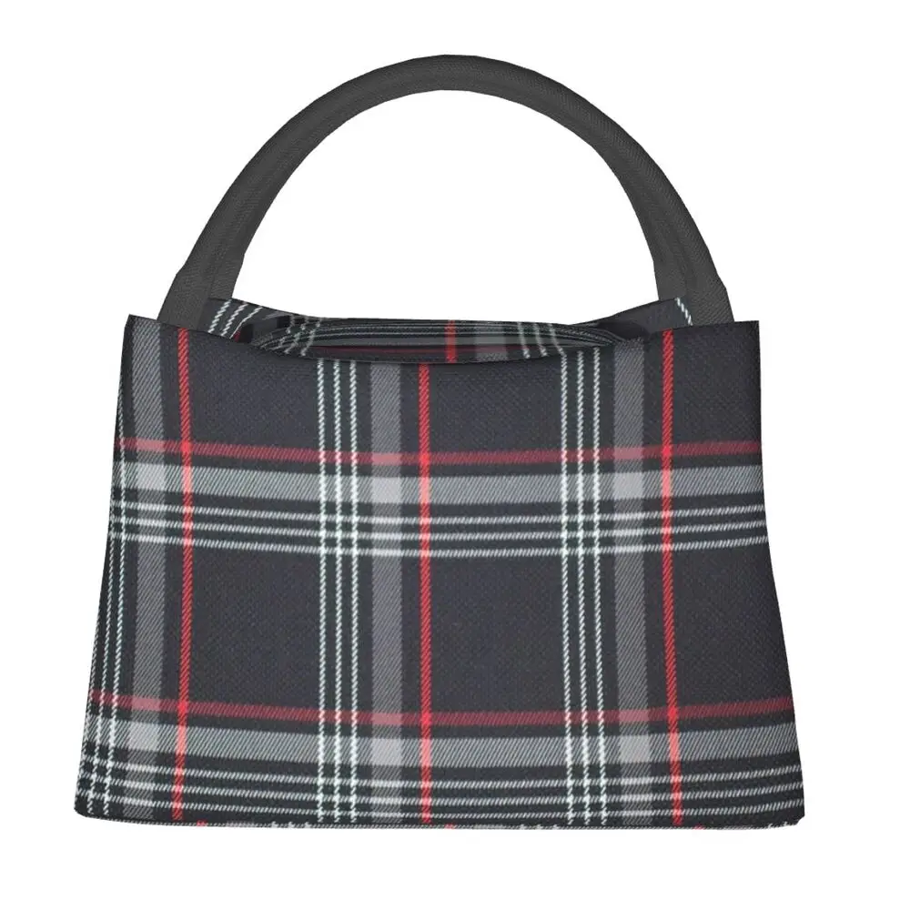 

Tartan Plaid Pattern Insulated Lunch Bags Women Leakproof Geometric Textured Thermal Cooler Bento Box Office Picnic Travel