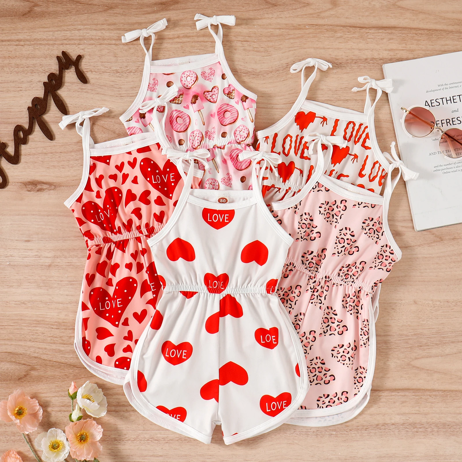 Summer Valentine's Day Toddler Girls Sling jumpsuit for newborns Sleeveless Heart/Letter/Leopard/Donut Print Suspender Rompers
Summer Valentine's Day Toddler Girls Sling jumpsuit for newborns Sleeveless Heart/Letter/Leopard/Donut Print Suspender Rompers