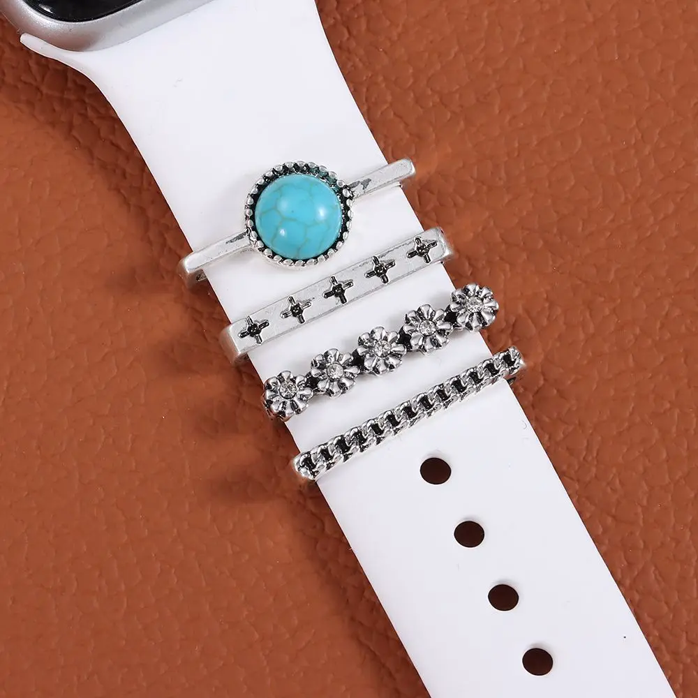 New Ring Diamond Ornament Charms Turquoise Silicone For Apple Watch Band Metal Decorative Strap Accessories
New Ring Diamond Ornament Charms Turquoise Silicone For Apple Watch Band Metal Decorative Strap Accessories