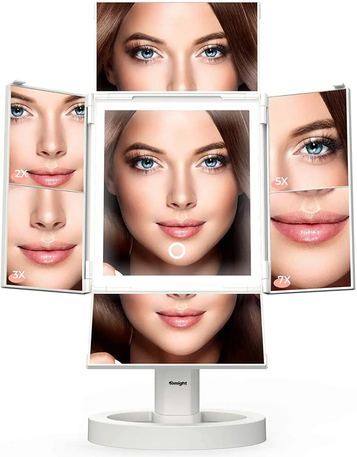 Makeup Mirror, Vanity Cosmetic Mirror with 34 LED Lights 2X/3X/5X/7X Magnifying Mirror with Touch Screen, 5 CM Height Adjustmen
Makeup Mirror, Vanity Cosmetic Mirror with 34 LED Lights 2X/3X/5X/7X Magnifying Mirror with Touch Screen, 5 CM Height Adjustmen