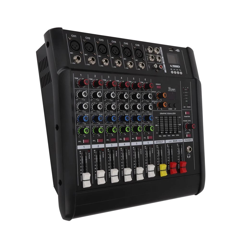 Professional 6 Channel Audio Sound System Big Power Audio Mixer With Power amplifier interface
Professional 6 Channel Audio Sound System Big Power Audio Mixer With Power amplifier interface