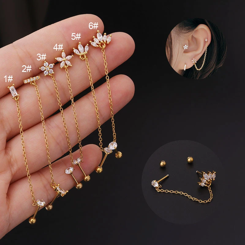 Double Hole Chains Piercing Earring Srecw Back Earrings Cartilage Studs Stainless Steel Piercing Jewelry Ear Helix Piercing Punk
Double Hole Chains Piercing Earring Srecw Back Earrings Cartilage Studs Stainless Steel Piercing Jewelry Ear Helix Piercing Punk