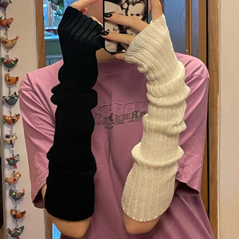 New Long Fingerless Gloves Womens Winter Warmer Knitted Arm Sleeve Fine Casual Soft Girl Goth Clothes Women Punk Gothic Gloves
New Long Fingerless Gloves Womens Winter Warmer Knitted Arm Sleeve Fine Casual Soft Girl Goth Clothes Women Punk Gothic Gloves