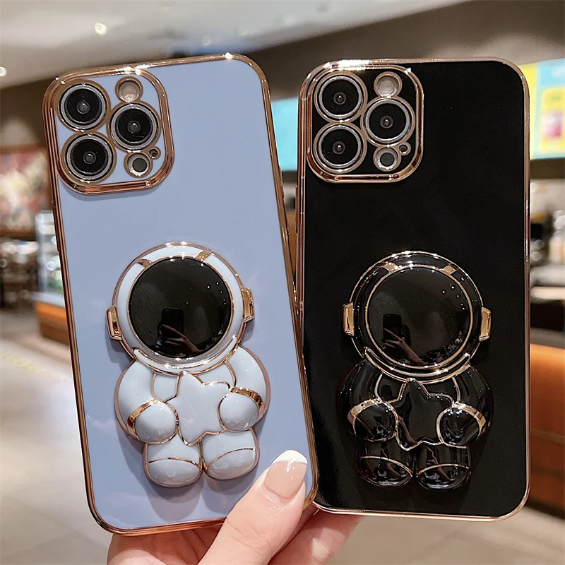 Luxury Plating 3D Astronaut Holder Phone Case For iphone 12 13 Mini X XS 11 Pro Max XR SE 2 3 8 7 Plus Soft TPU Back Cover
Luxury Plating 3D Astronaut Holder Phone Case For iphone 12 13 Mini X XS 11 Pro Max XR SE 2 3 8 7 Plus Soft TPU Back Cover