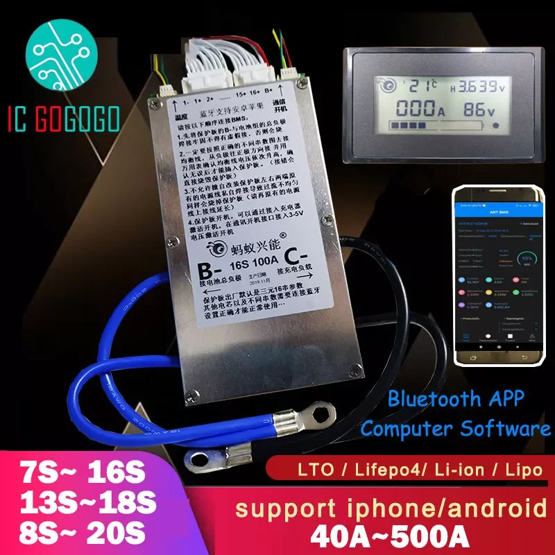 Smart Bluetooth 7S to 20S Lifepo4 Li-ion LTO Battery Protection Board ANT BMS 320A 300A PHONE LCD Computer 8S 10S 12S 13S 14S BT
Smart Bluetooth 7S to 20S Lifepo4 Li-ion LTO Battery Protection Board ANT BMS 320A 300A PHONE LCD Computer 8S 10S 12S 13S 14S BT