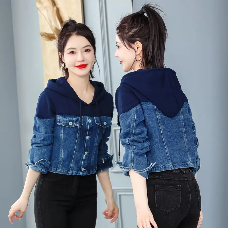 2023 Autumn Winter Women New Casual Denim Jackets Female Long Sleeve Hooded Coats Ladies Short Patchwork Jeans Overcoats G345
2023 Autumn Winter Women New Casual Denim Jackets Female Long Sleeve Hooded Coats Ladies Short Patchwork Jeans Overcoats G345