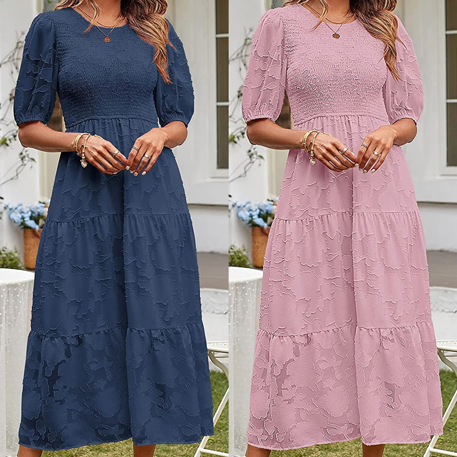 Beachwear Dress Puff Sleeve Fairy Midi Dresses Round Neck Ladies Simple Temperament Elegant Loose Sundress Club Party Outfits
Beachwear Dress Puff Sleeve Fairy Midi Dresses Round Neck Ladies Simple Temperament Elegant Loose Sundress Club Party Outfits