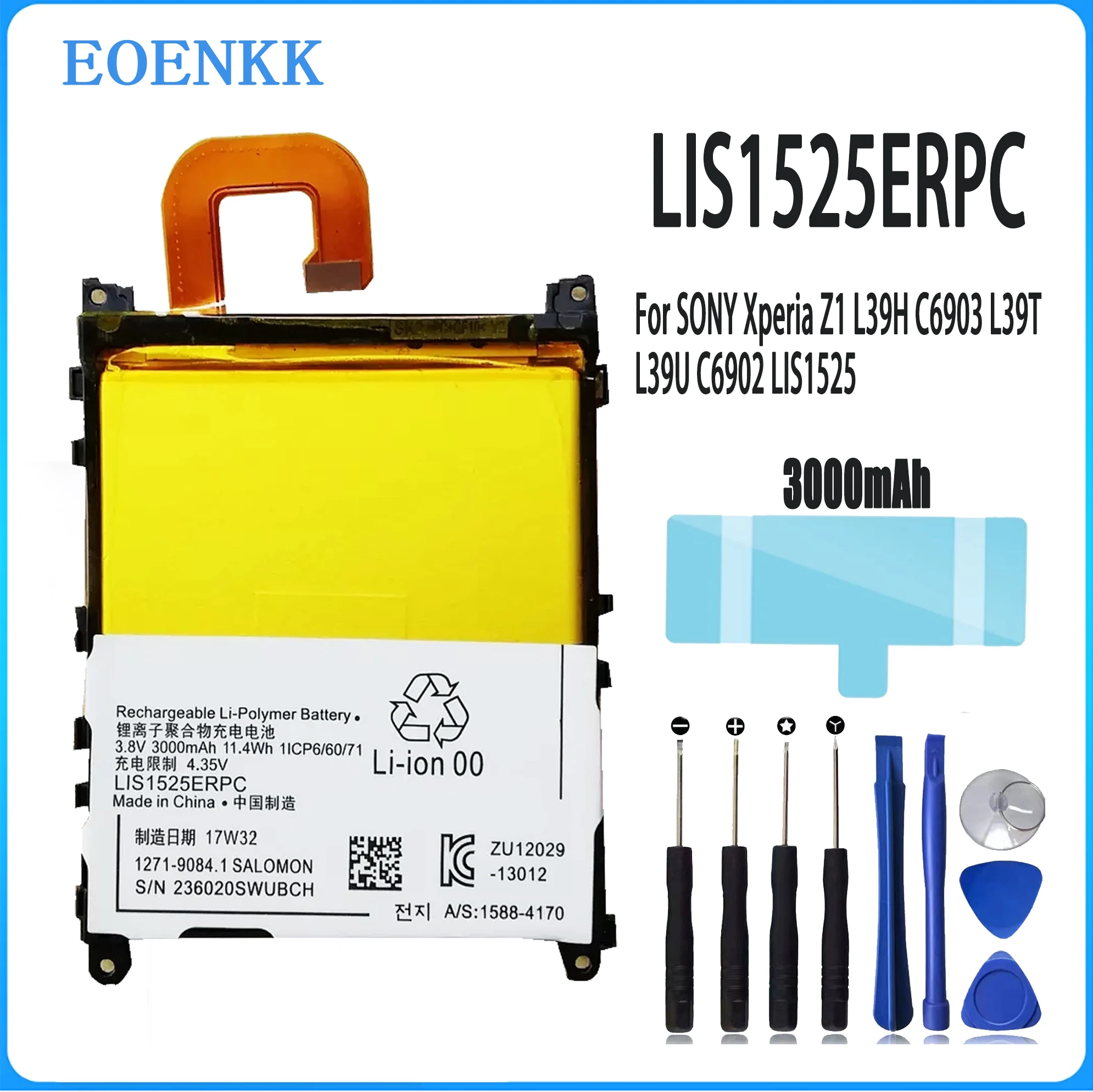 

LIS1525ERPC Battery For SONY Xperia Z1 L39H C6903 L39T L39U C6902 LIS1525 Repair Part Original Capacity Mobile Phone Batteries B
