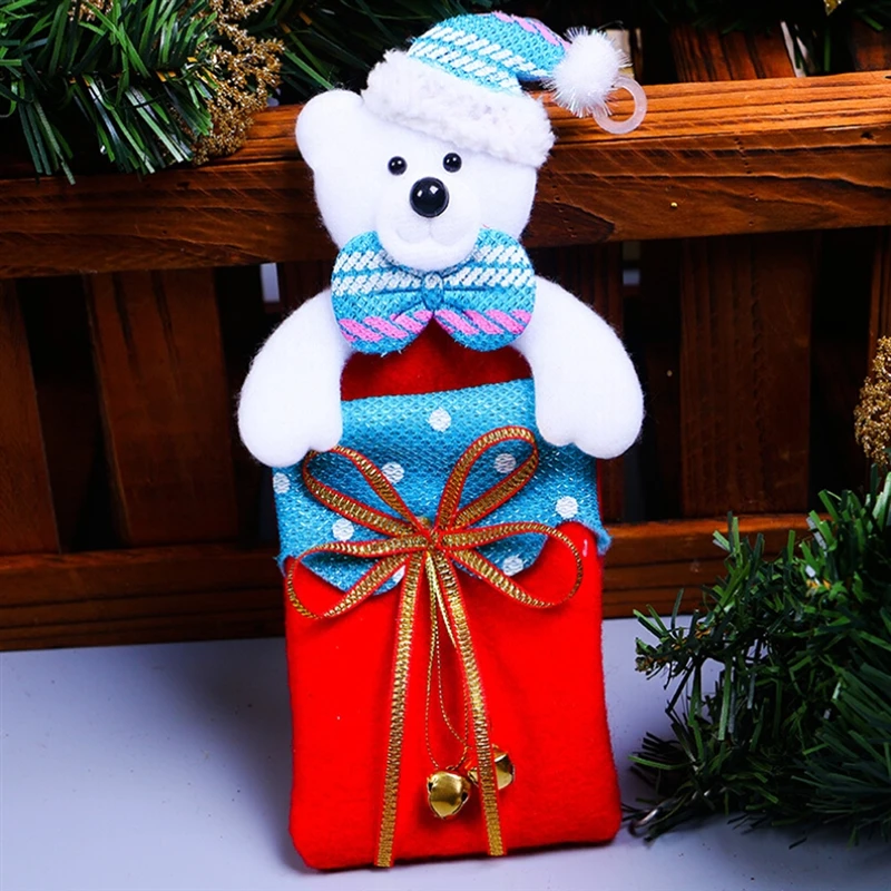 

Рождественские украшения, подарочные пакеты, Детский Рождественский подарок, подвеска в виде Санта-Клауса, снеговика, лося с колокольчиками, Рождественская елка