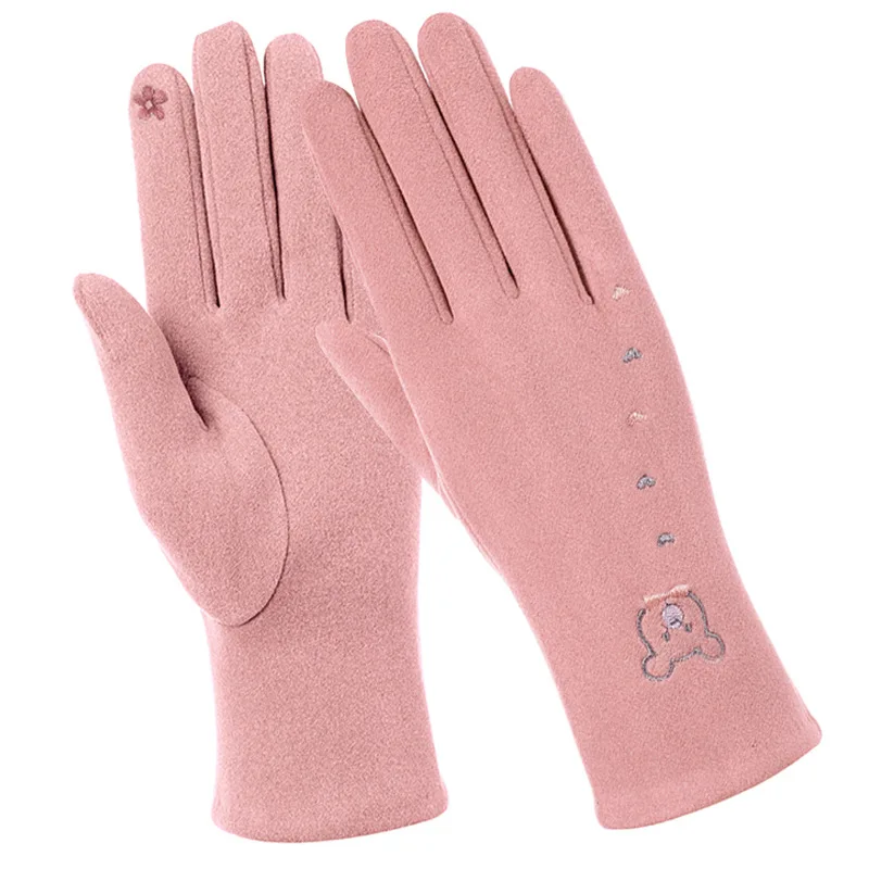 Ladies Winter Warm Gloves Outdoor Sports Cycling Fashion Cute Bear Embroidery with Fleece Thickened Touch Screen Hand Gloves
Ladies Winter Warm Gloves Outdoor Sports Cycling Fashion Cute Bear Embroidery with Fleece Thickened Touch Screen Hand Gloves