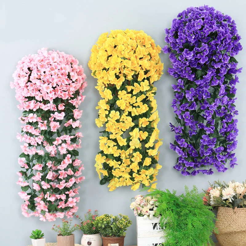 

Violet Artificial Flowers Wedding Party Hanging Balcony Garden Decoration Wall Fake Vine Plant Fake Flower Garland Outdoor Decor