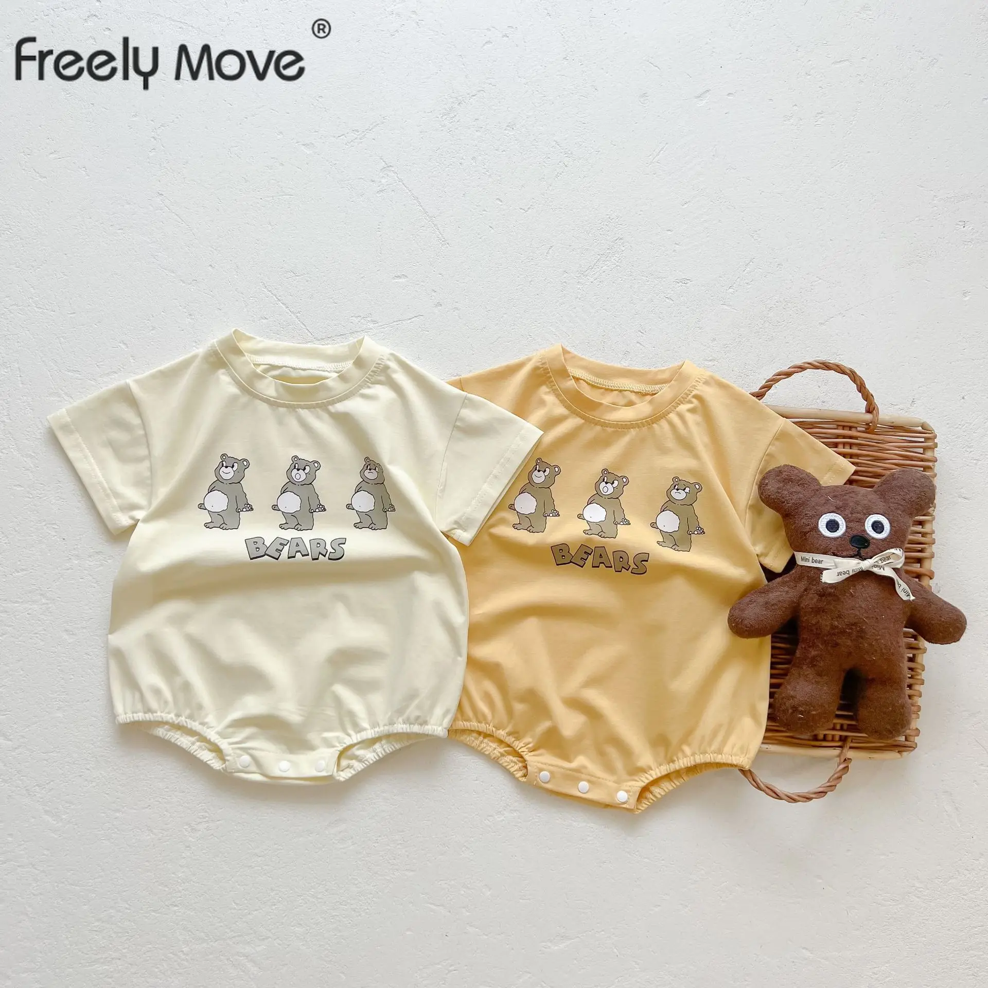 Freely Move Kids Summer Short Sleeve Cartoon Bear Romper Casual Cute lovely Girls Outfits Newborn Jumpsuit Baby Boy Clothes
Freely Move Kids Summer Short Sleeve Cartoon Bear Romper Casual Cute lovely Girls Outfits Newborn Jumpsuit Baby Boy Clothes