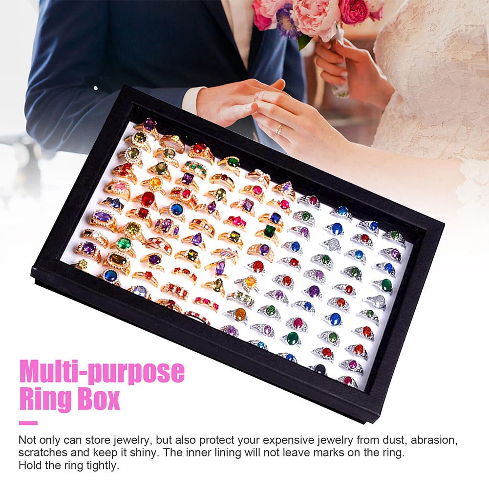 Jewelry Ring Display Box 100 Slots Organizer Tray Holder Earrings Storage Case Artificial Leather 29*19*4cm Household Supplies
Jewelry Ring Display Box 100 Slots Organizer Tray Holder Earrings Storage Case Artificial Leather 29*19*4cm Household Supplies