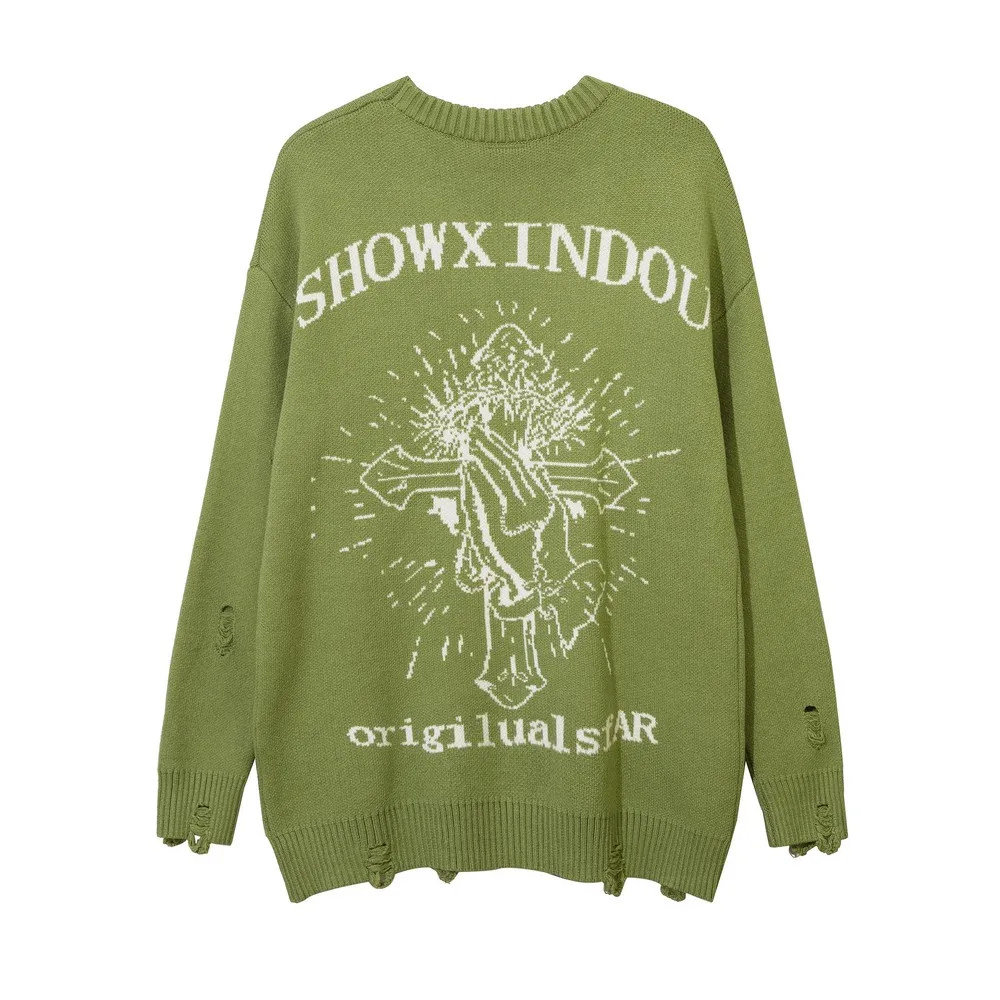 Jesus Cross Oversized Green Sweater Women's Winter Coat Long Sleeve Knitted Cropped Tops Fairly Grunge Gothic Streetwear Pulls
Jesus Cross Oversized Green Sweater Women's Winter Coat Long Sleeve Knitted Cropped Tops Fairly Grunge Gothic Streetwear Pulls