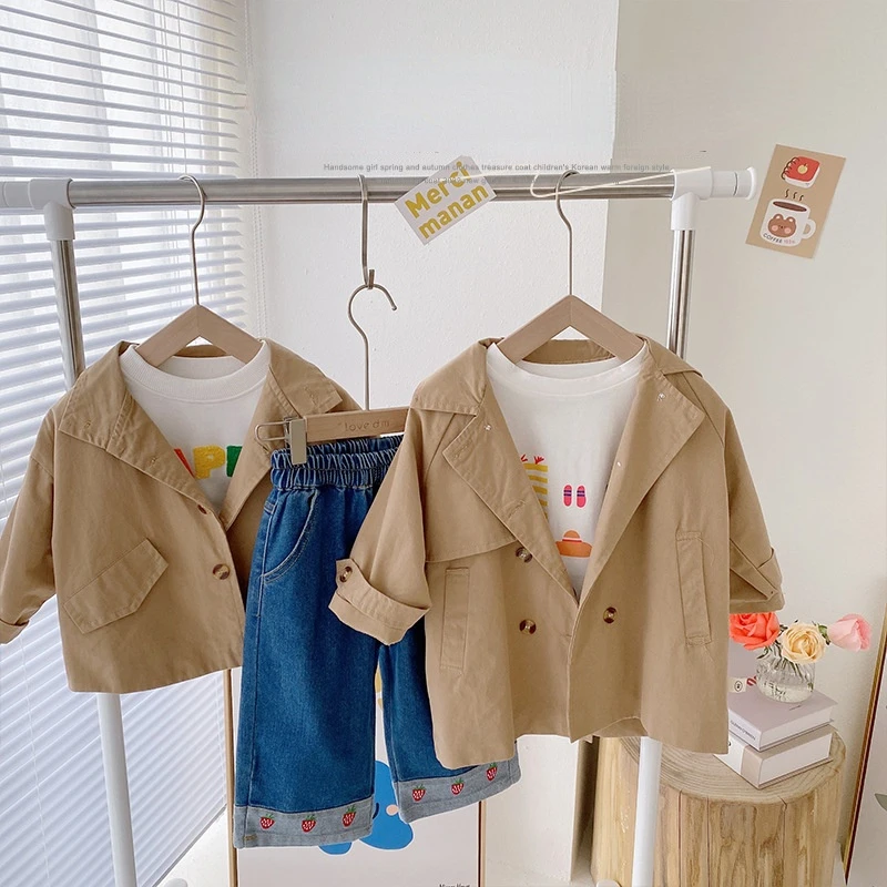 Spring autumn Girls fashion solid color trench jackets kids loose casual all-match coats
Spring autumn Girls fashion solid color trench jackets kids loose casual all-match coats