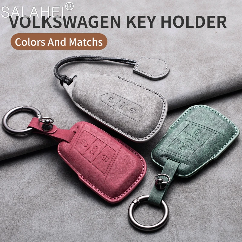 

Leather Car Key Case Cover Fob For VW Volkseagen Passat B8 Magotan Golf 8 For Skoda Octavia A8 Superb A7 Kodiaq Seat Leon MK4