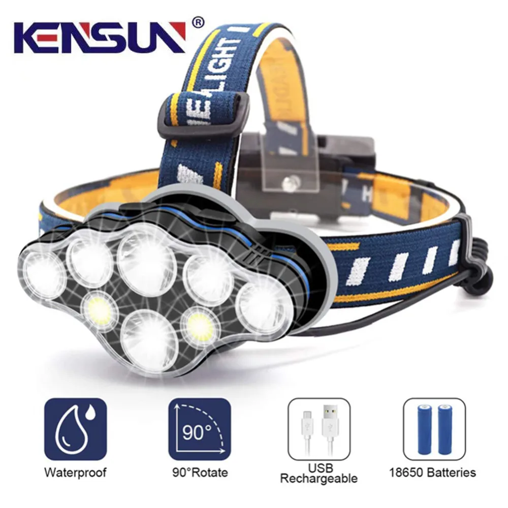 

8LED T6+COB+XPE Headlamp Flashlight With White Red Lights 8 Modes USB Rechargeable Waterproof Head Lamp for Outdoor Camping