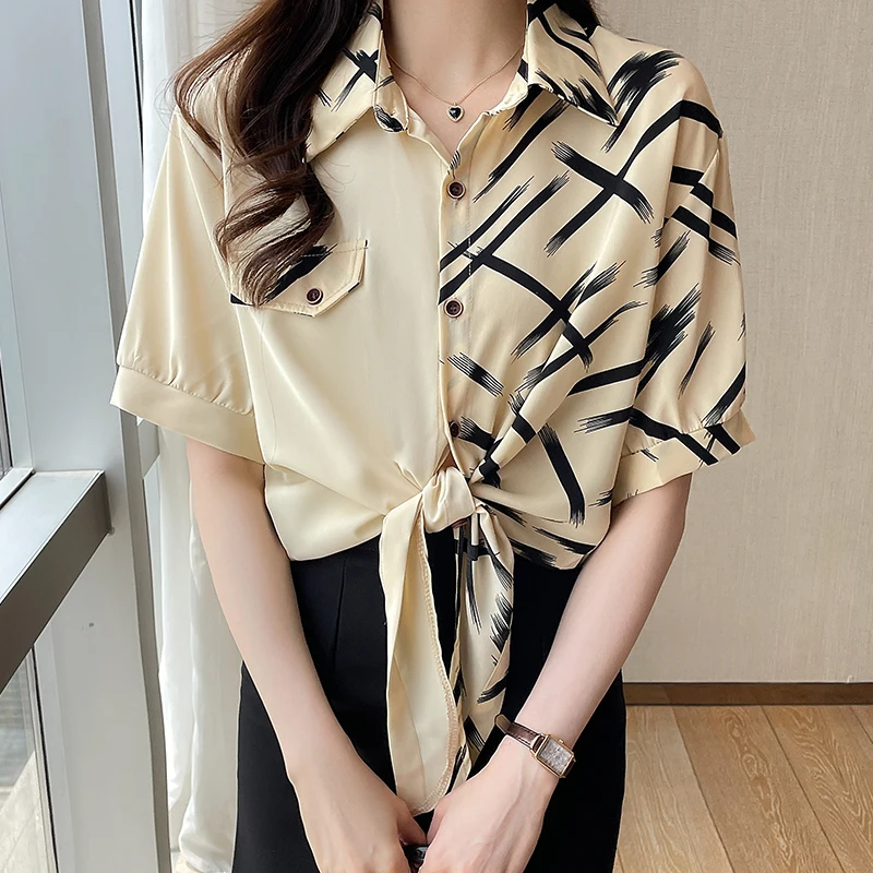 Chiffon Women's Polo Shirt New Fashion Casual Short Sleeve Top Patchwork Print Summer Female Clothing
Chiffon Women's Polo Shirt New Fashion Casual Short Sleeve Top Patchwork Print Summer Female Clothing