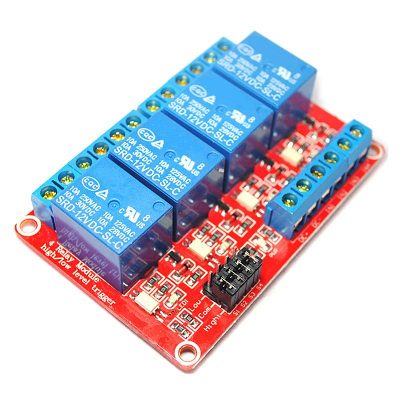 4 road relay module with optical coupling isolation 12 v four-way support high and low level trigger
4 road relay module with optical coupling isolation 12 v four-way support high and low level trigger