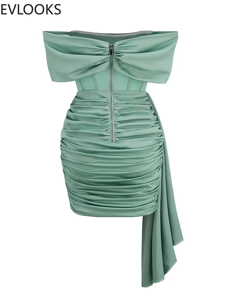 EVLOOKS Sheath Ruched Mini Dress For Women Slash Neck Short Sleeve High Waist Solid Dresses Female Summer Clothing Fashion 
EVLOOKS Sheath Ruched Mini Dress For Women Slash Neck Short Sleeve High Waist Solid Dresses Female Summer Clothing Fashion