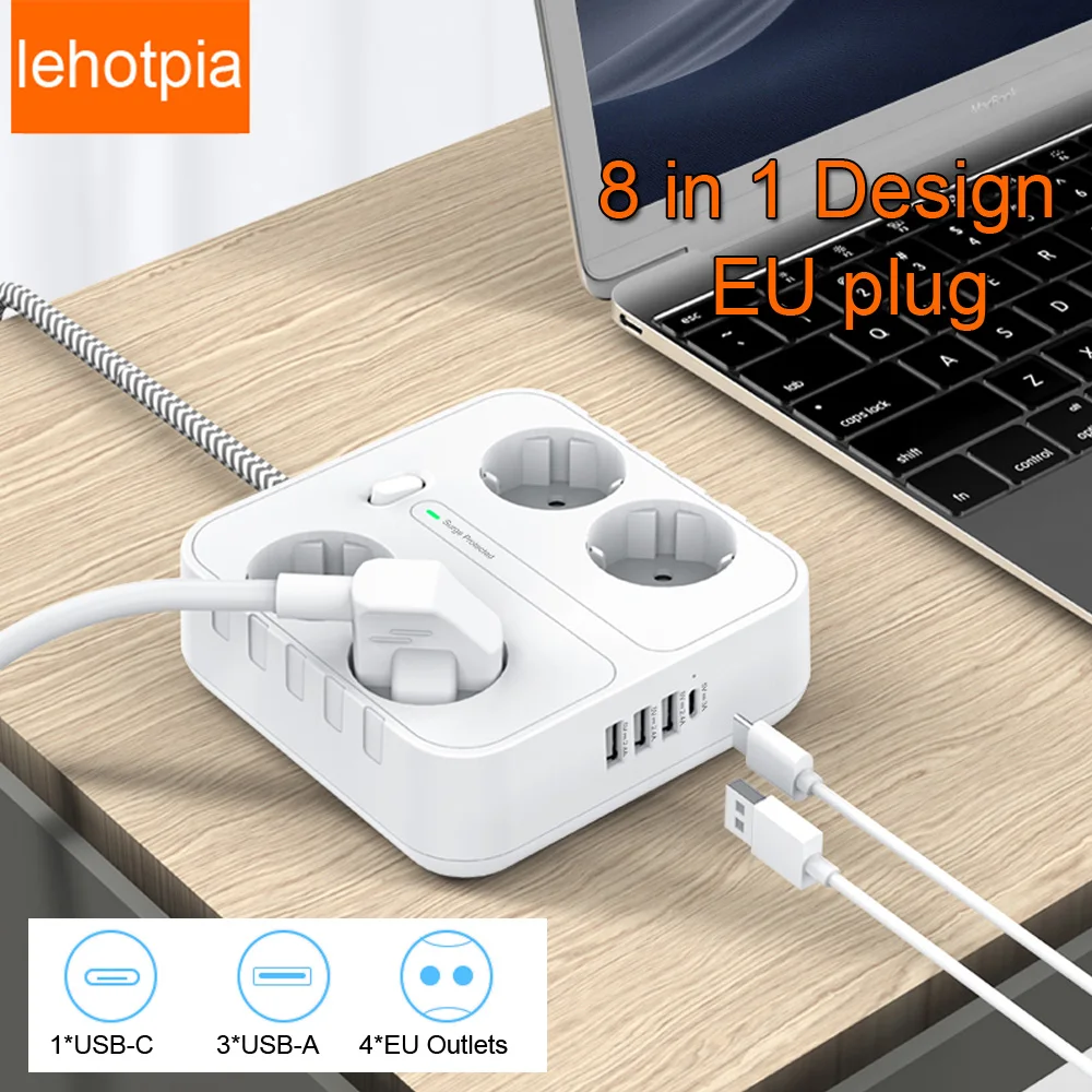 EU Multi Power Strip With Extension Cable USB Type C Ports Electrical Sockets For Office Smart Home Overload Protection Charger
EU Multi Power Strip With Extension Cable USB Type C Ports Electrical Sockets For Office Smart Home Overload Protection Charger