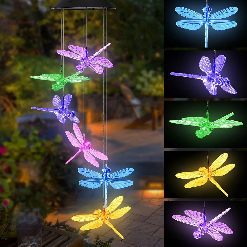 

Wind Chimes for Outside Solar Power Color Changing LED Solar Lights Mobile Hanging Decoration for Garden Patio Gift for Mom