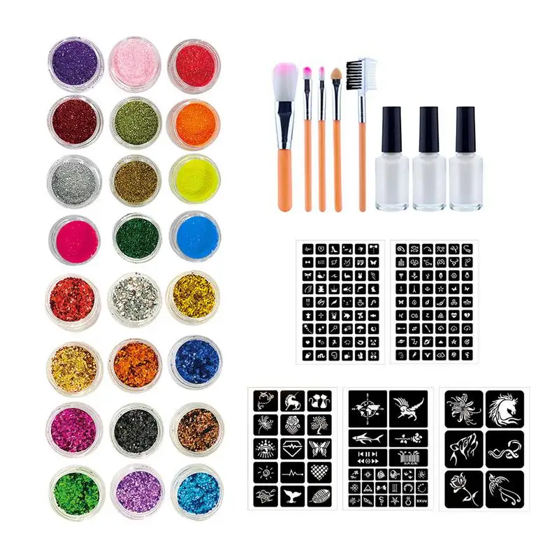 Temporary Tattoo Kit For Kids 24 Colors Glitter Tattoo Set Girls Body Art Paint With 5 Stencils 3 Glue 5 Brushes For Birthday
Temporary Tattoo Kit For Kids 24 Colors Glitter Tattoo Set Girls Body Art Paint With 5 Stencils 3 Glue 5 Brushes For Birthday