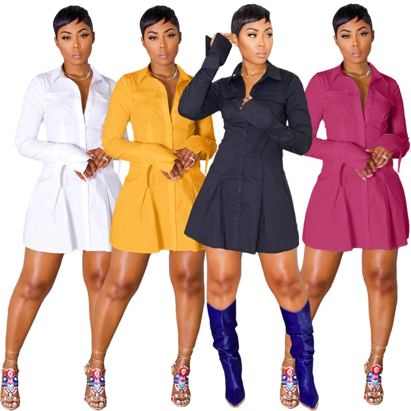 WUHE Women Tie Flare Long Sleeve Turn-down Collar Single Breasted A-line Shirt Style Dress 2023 Fashion Srping Smock Dresses
WUHE Women Tie Flare Long Sleeve Turn-down Collar Single Breasted A-line Shirt Style Dress 2023 Fashion Srping Smock Dresses
