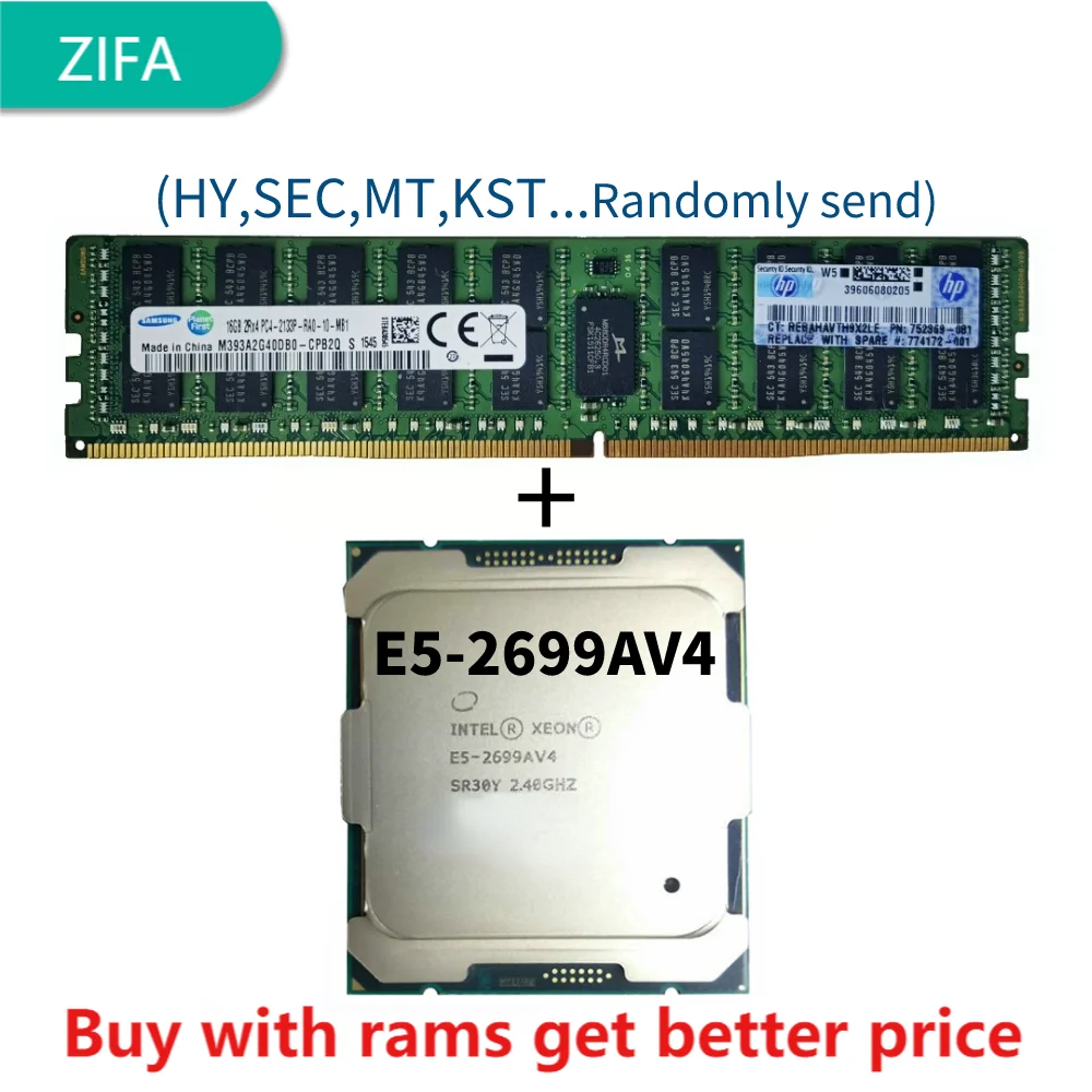 DDR4 16G Server ram 2133Mhz with E5-2699AV4 Official Version CPU Processor 2.40ghz 22-Core 44mb TPD 135W FCLGA2011-3
DDR4 16G Server ram 2133Mhz with E5-2699AV4 Official Version CPU Processor 2.40ghz 22-Core 44mb TPD 135W FCLGA2011-3