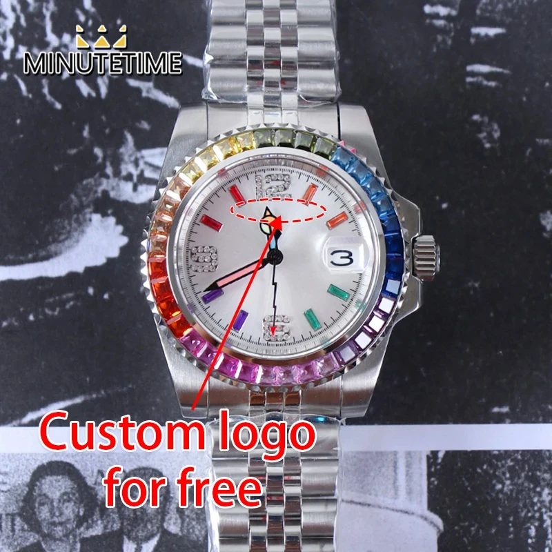 MINUTETIME Custom Diamond Jewel Sub Watch NH35 Automatic Movement Mechanical Watches For MEN Luxury Steel Strap 10BAR Waterproof
MINUTETIME Custom Diamond Jewel Sub Watch NH35 Automatic Movement Mechanical Watches For MEN Luxury Steel Strap 10BAR Waterproof