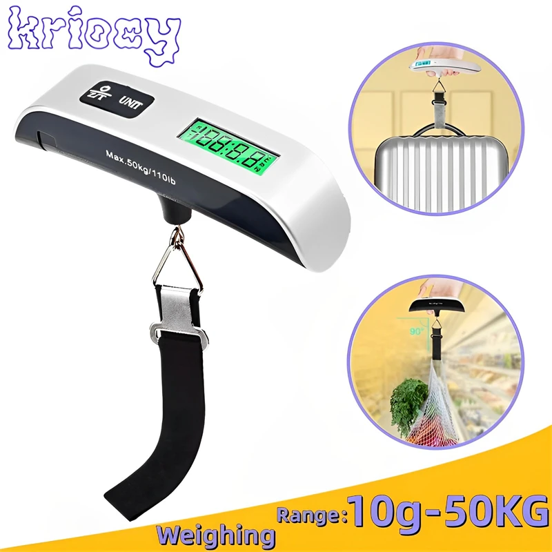 

Портативные цифровые подвесные весы с ЖК-дисплеем, для багажа, с ремнем для электронного веса, 50 кг/110 фунтов