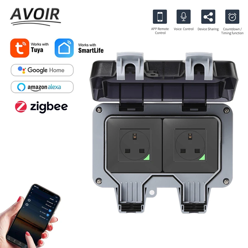 Avoir Tuya Zigbee Outdoor Electrical Outlet UK Plug IP66 Waterproof Socket Wifi Connected Smart Life Work With Alexa Google Home
Avoir Tuya Zigbee Outdoor Electrical Outlet UK Plug IP66 Waterproof Socket Wifi Connected Smart Life Work With Alexa Google Home