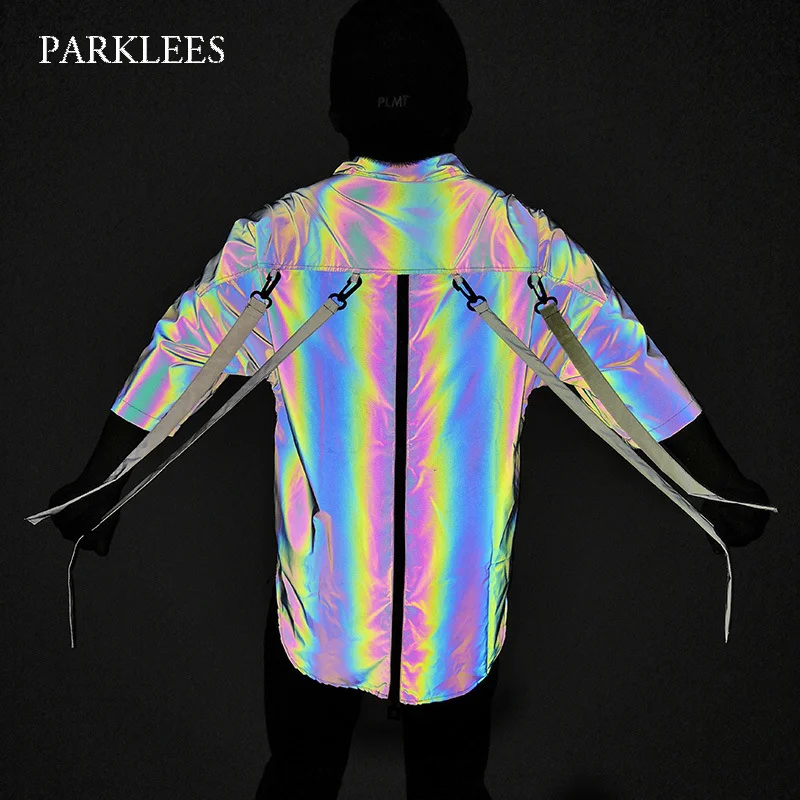Parklees Красочные Светоотражающие большие мужские рубашки 2022 с коротким рукавом молния сзади ленты рубашки хип-хоп Серебристые Chemise Homme
Parklees Красочные Светоотражающие большие мужские рубашки 2022 с коротким рукавом молния сзади ленты рубашки хип-хоп Серебристые Chemise Homme
