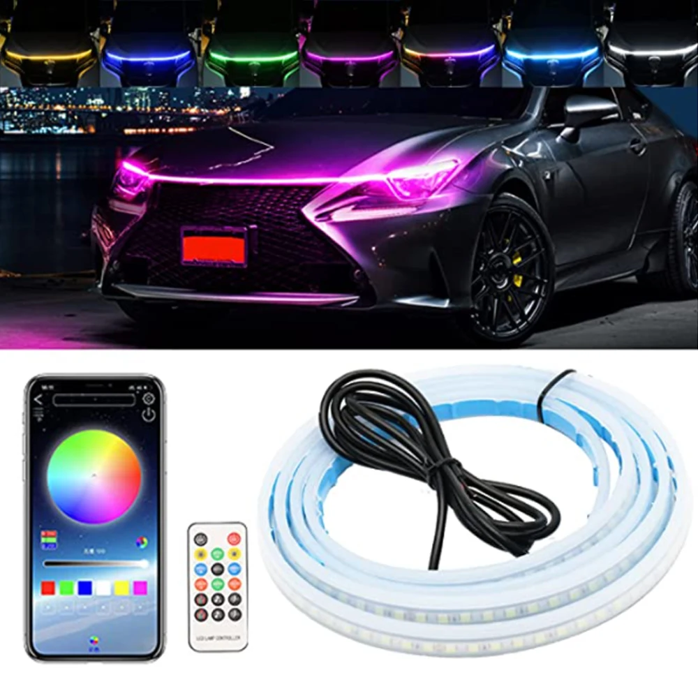 DRL Led Car Hood Light Strips APP Flexible Car Engine Cover Headlight Waterproof Daytime Running Light Colorful Decorative Lamp
DRL Led Car Hood Light Strips APP Flexible Car Engine Cover Headlight Waterproof Daytime Running Light Colorful Decorative Lamp