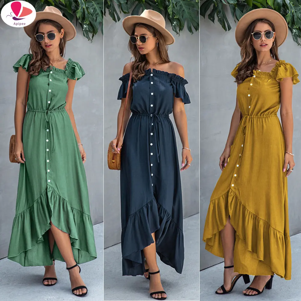 Платье-халат Женское длинное с открытыми плечами и лямкой на шее
Платье-халат Женское длинное с открытыми плечами и лямкой на шее