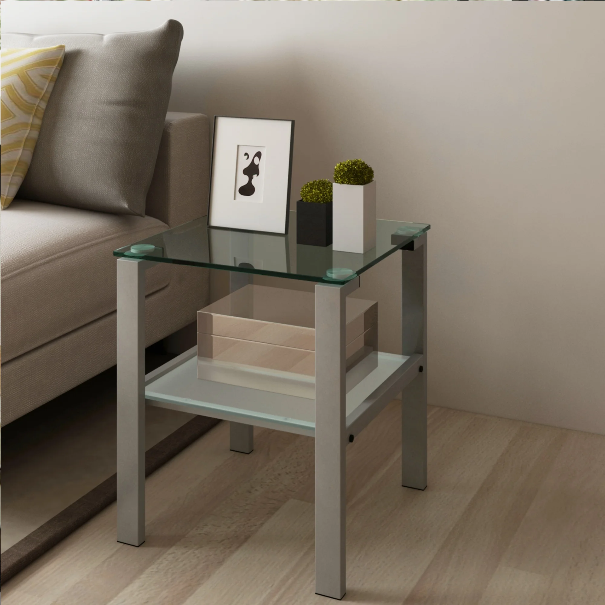 Glass two layer tea table, small round table, bedroom corner table, living room grey side table
Glass two layer tea table, small round table, bedroom corner table, living room grey side table